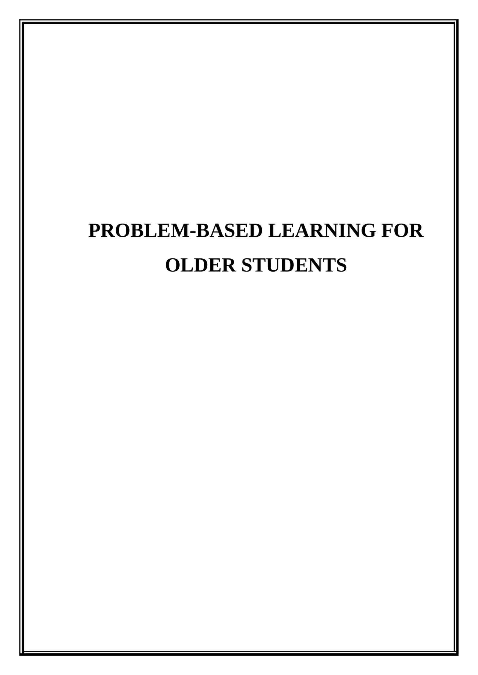 Problem-based learning for older students