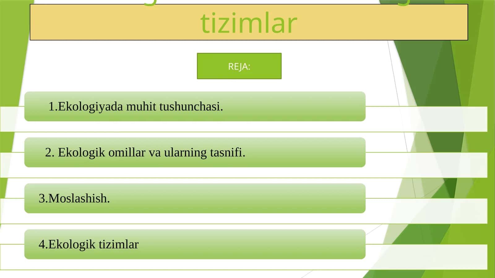 Ekologik omillar va ekologik tizimlar