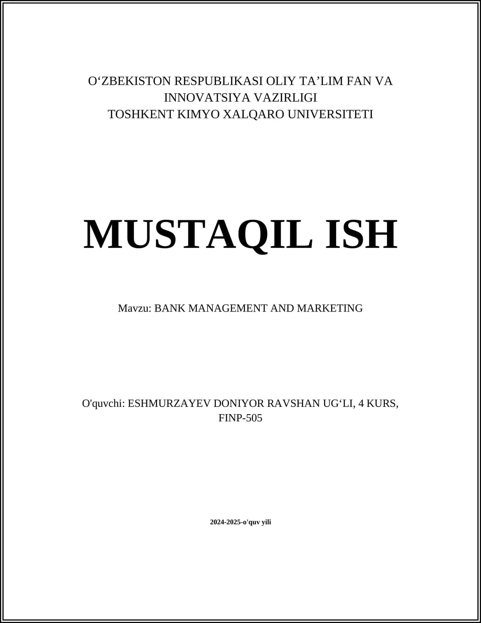 BANK MANAGEMENT AND MARKETING