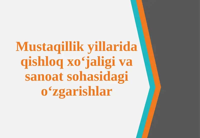 Mustaqillik yillarida qishloq xo‘jaligi va sanoat sohasidagi o‘zgarishlar