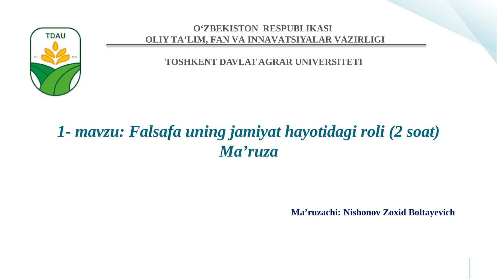 Falsafauning jamiyathayotidagi roli