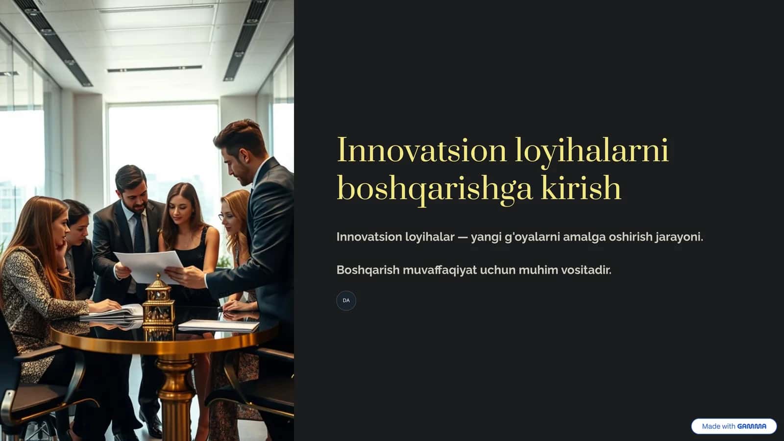 Innovatsion loyihalarni boshqarishga kirish