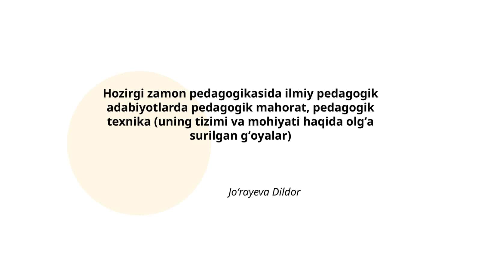 Pedagogik mahorat va texnika