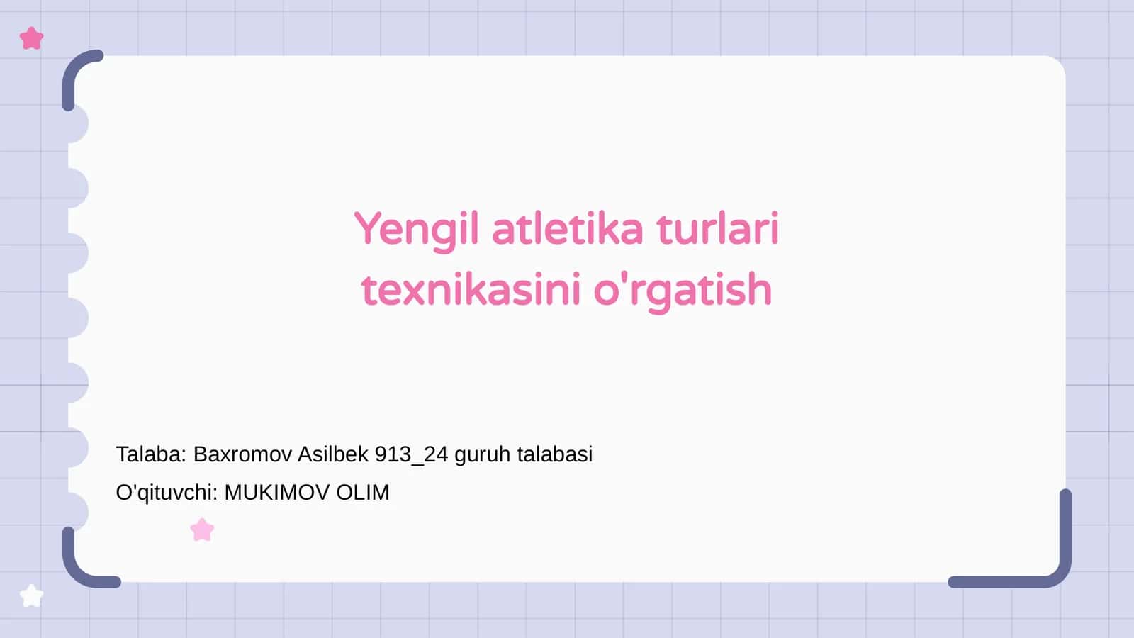 Yengil atletika turlari texnikasini o'rgatish
