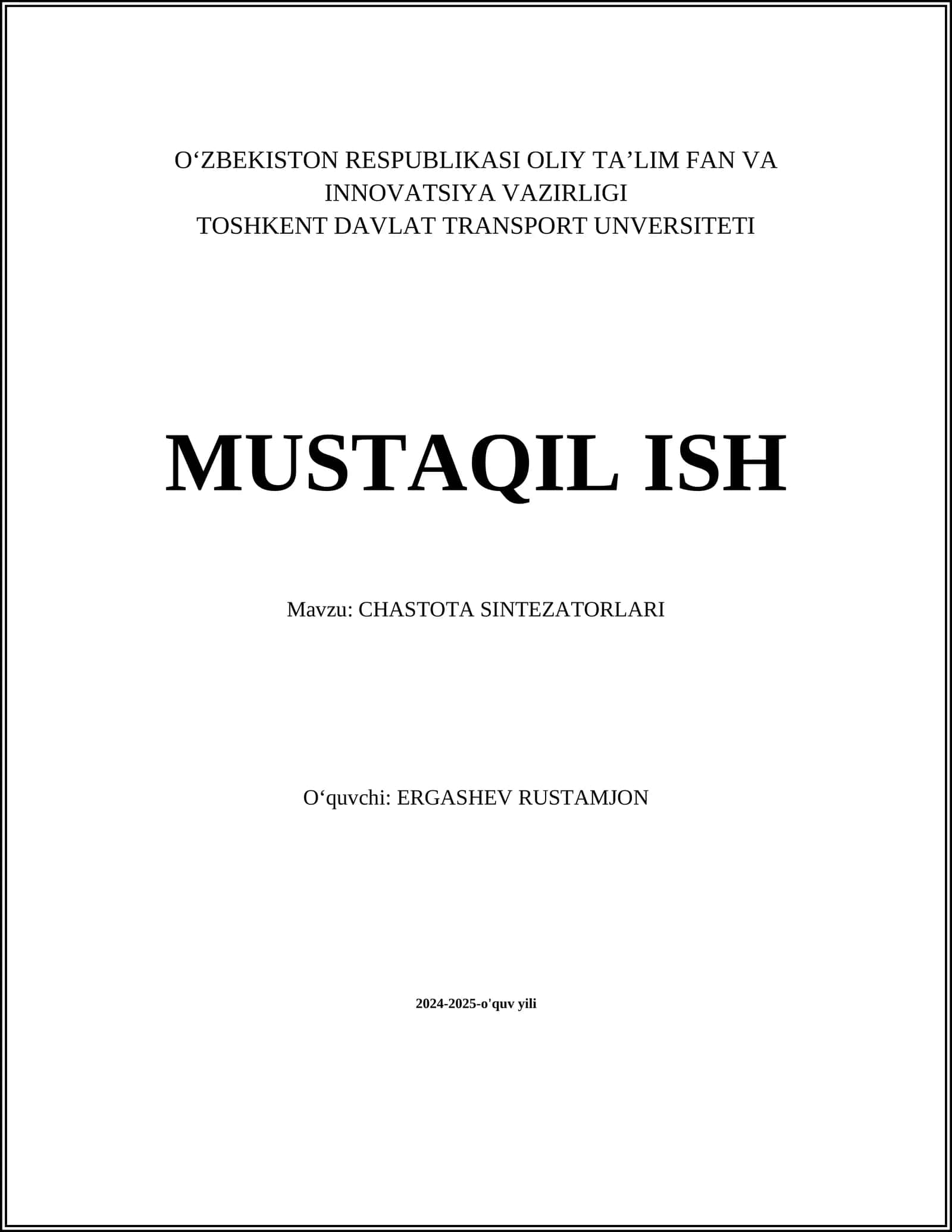 CHASTOTA SINTEZATORLARI