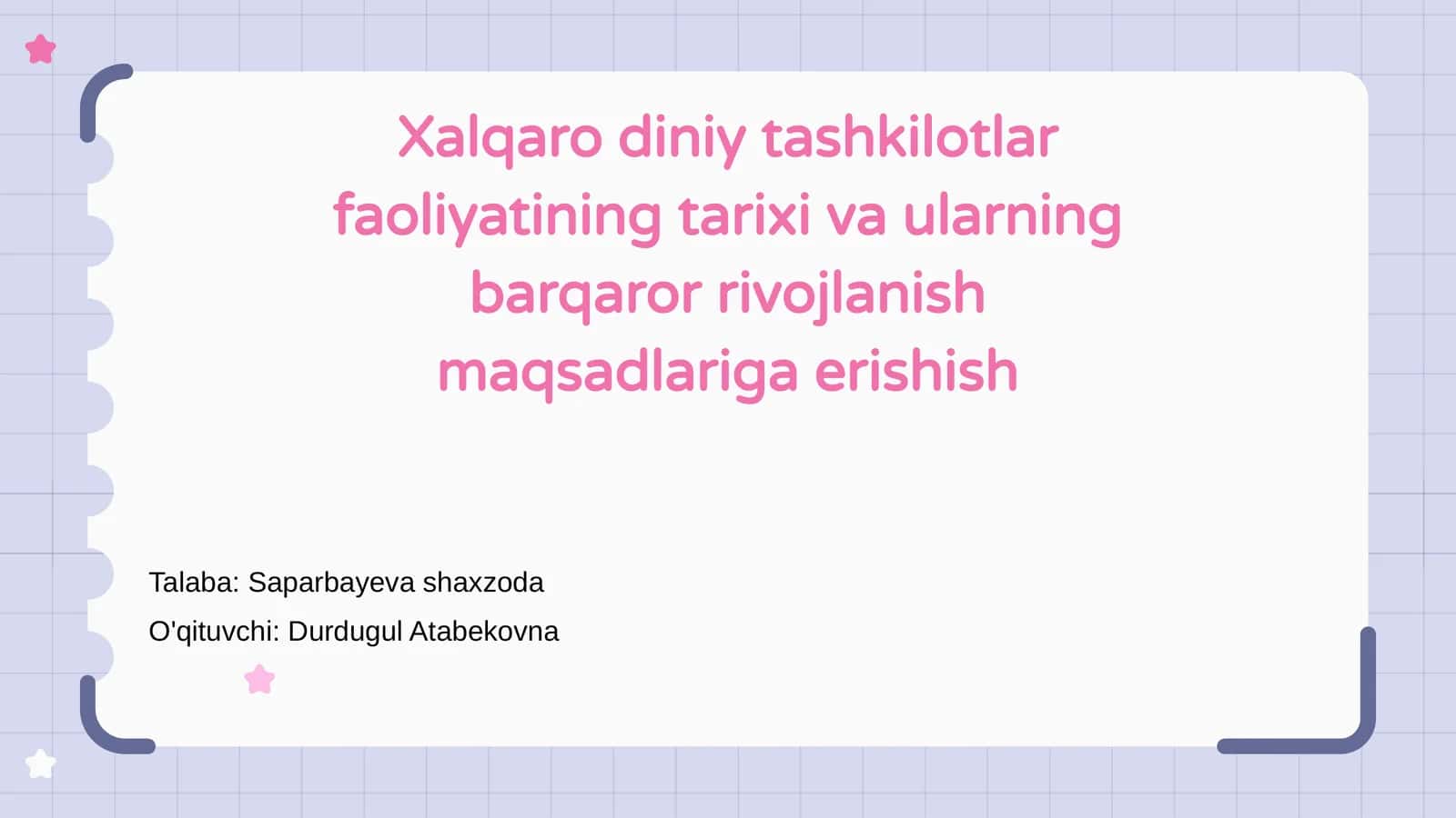 Xalqaro diniy tashkilotlar faoliyatining tarixi va ularning barqaror rivojlanish maqsadlariga erishish