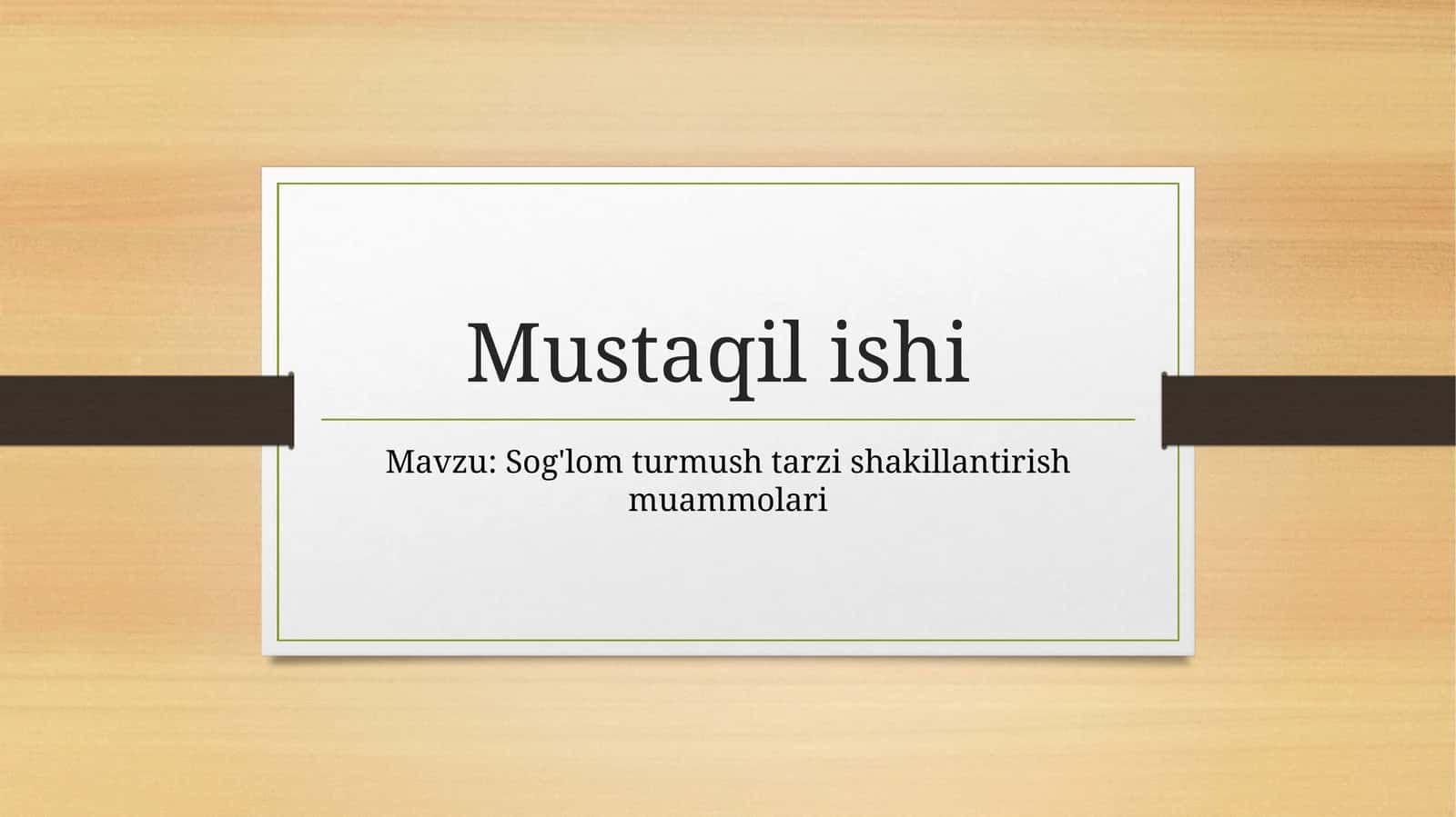 Sog'lom turmush tarzi shakillantirish muammolari
