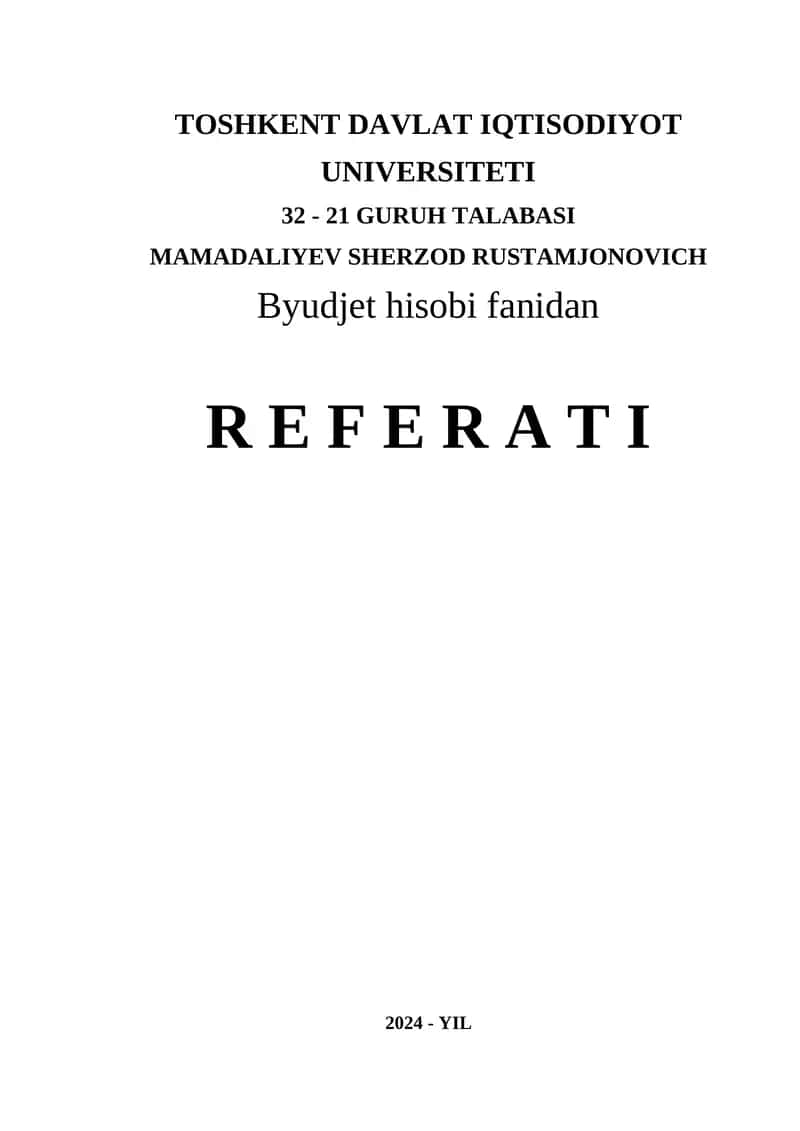 Byudjet Tashkilotlarining Shaxsiy Gʻazna Hisob va Raqamlardagi Byudjet Mablagʻlari Hisobi