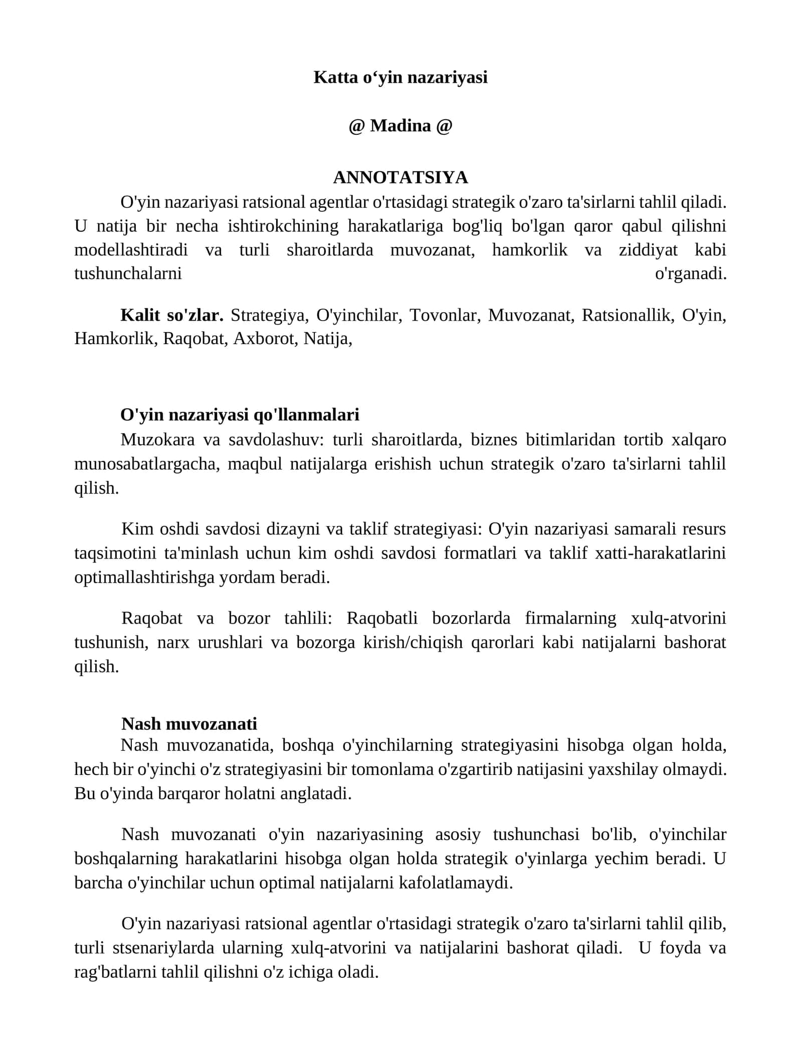 Katta oʻyin nazariyasi