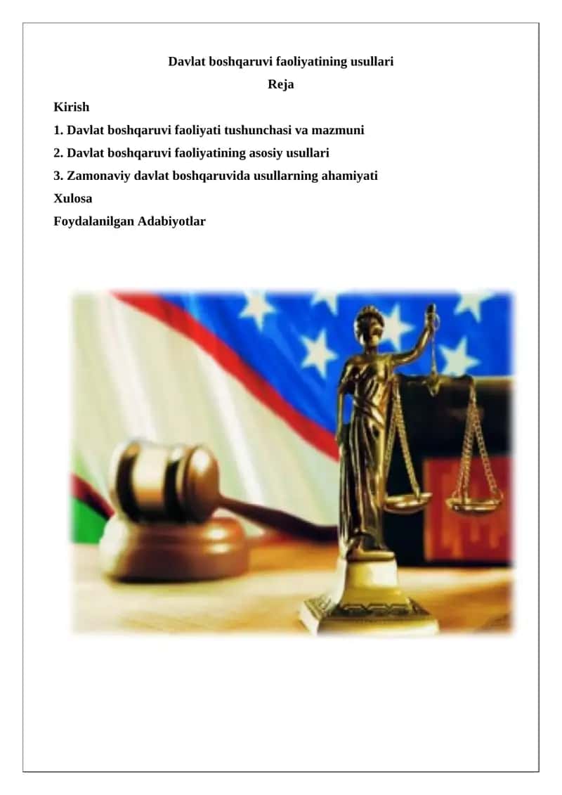 Davlat boshqaruvi faoliyatining usullari