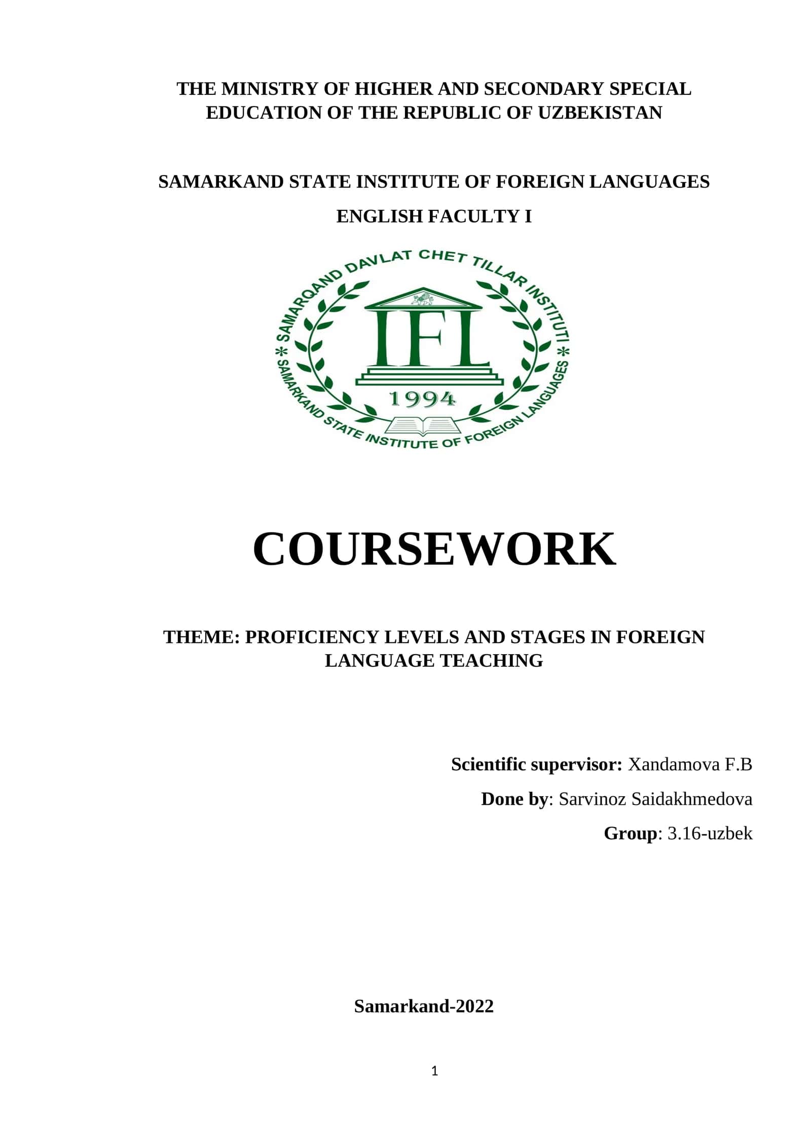 PROFICIENCY LEVELS AND STAGES IN FOREIGN LANGUAGE TEACHING