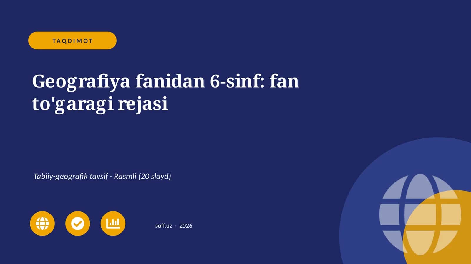 Geografiya fanidan 6-sinf: fan to'garagi rejasi