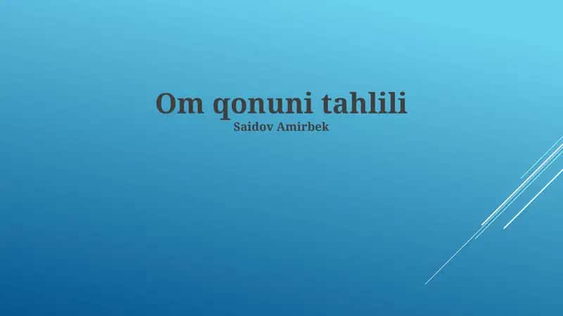 Om qonuni tahlili