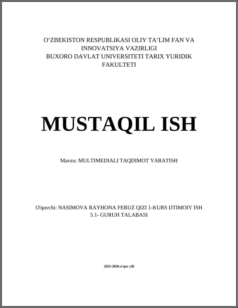 MULTIMEDIALI TAQDIMOT YARATISH
