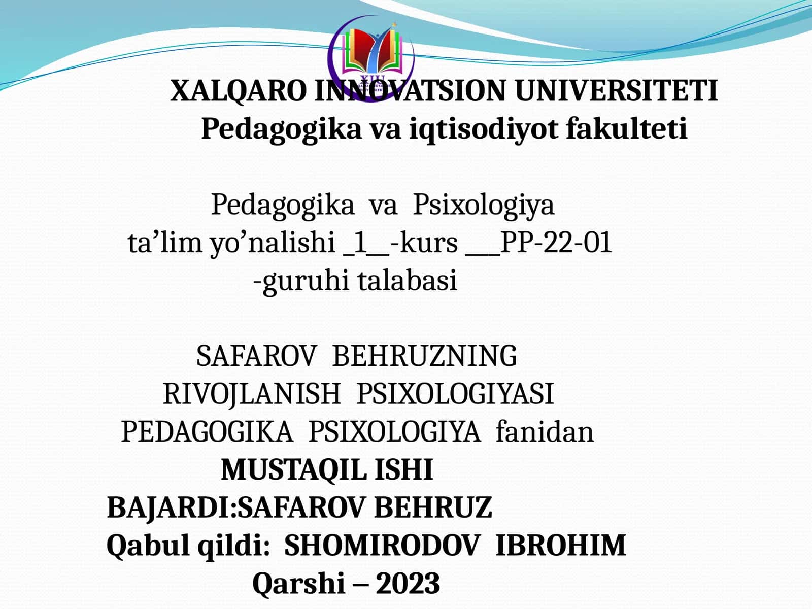 RIVOJLANISH PSIXOLOGIYASI