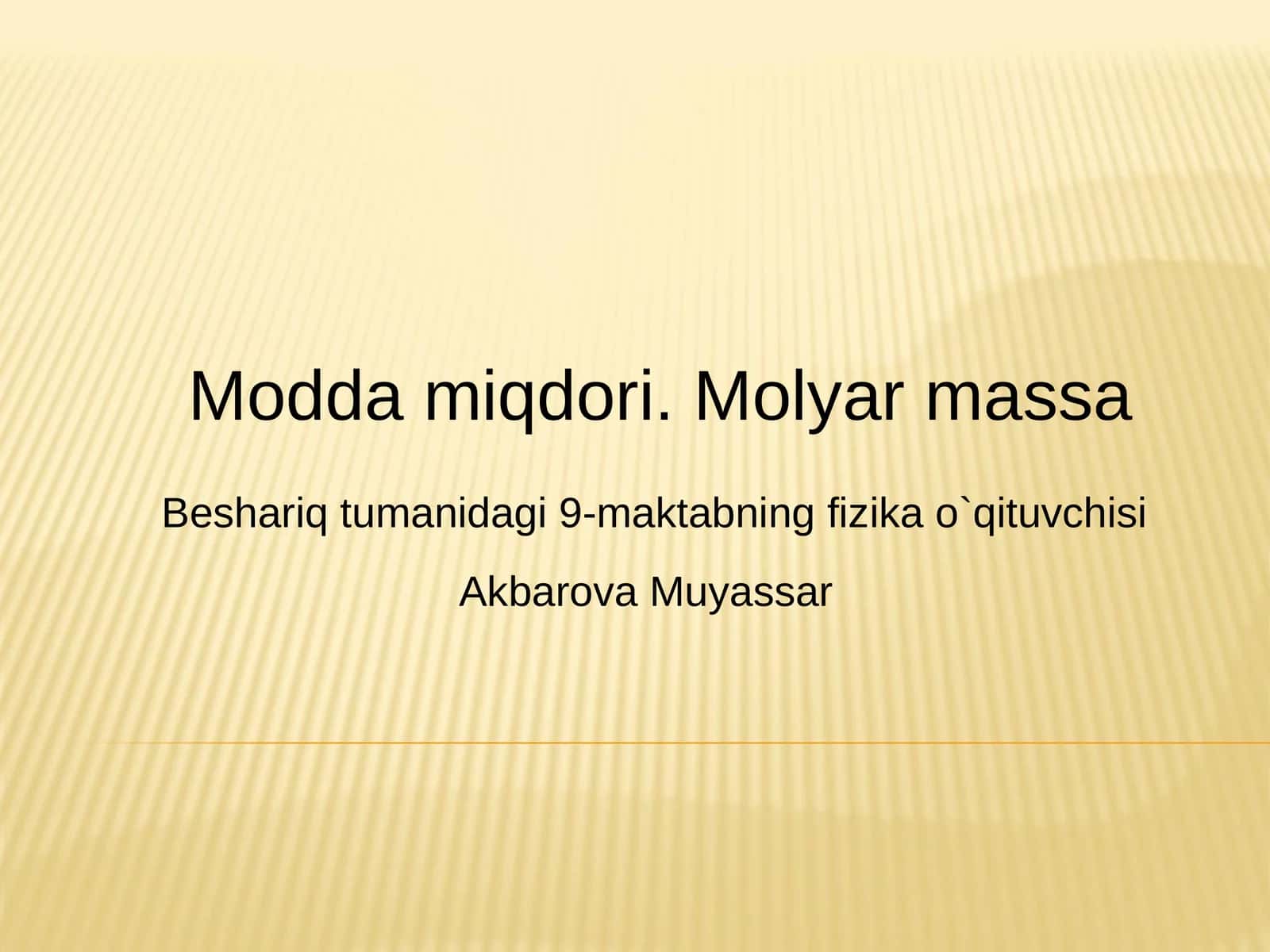 Modda miqdori. Molyar massa