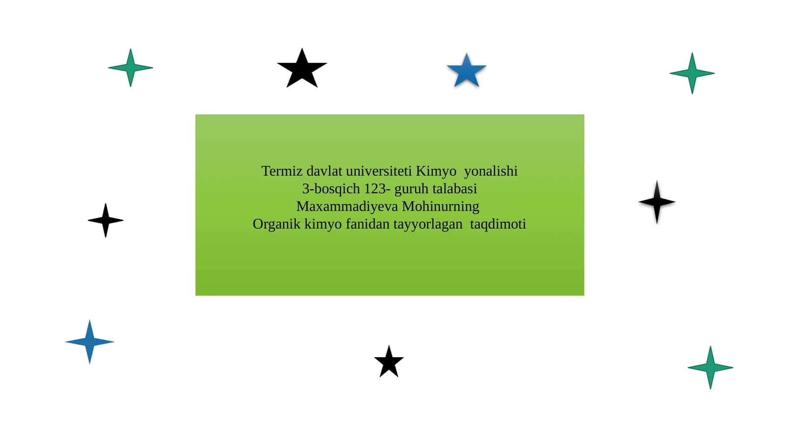 Termiz davlat universiteti Kimyo yonalishi