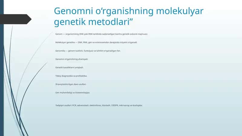 Genomnio‘rganishningmolekulyargenetikmetodlari
