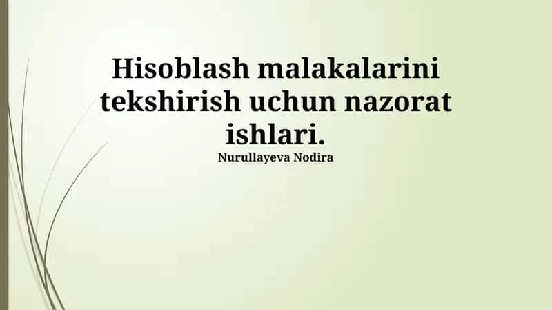 Nazorat ishlari Iqtisodiyot