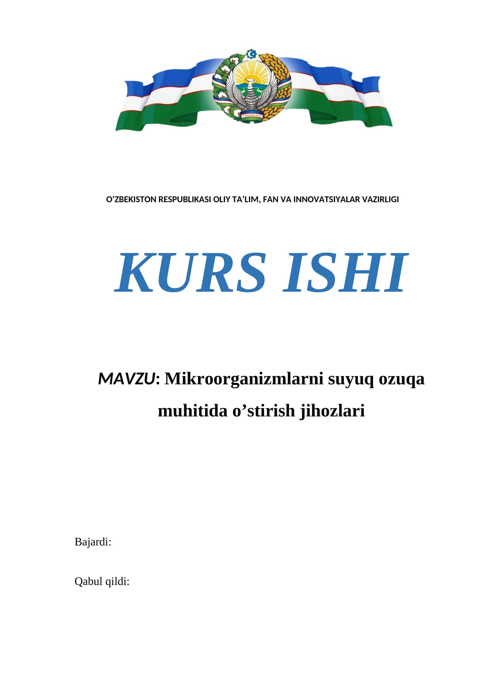 Mikroorganizmlarni suyuq ozuqa muhitida o’stirish jihozlari