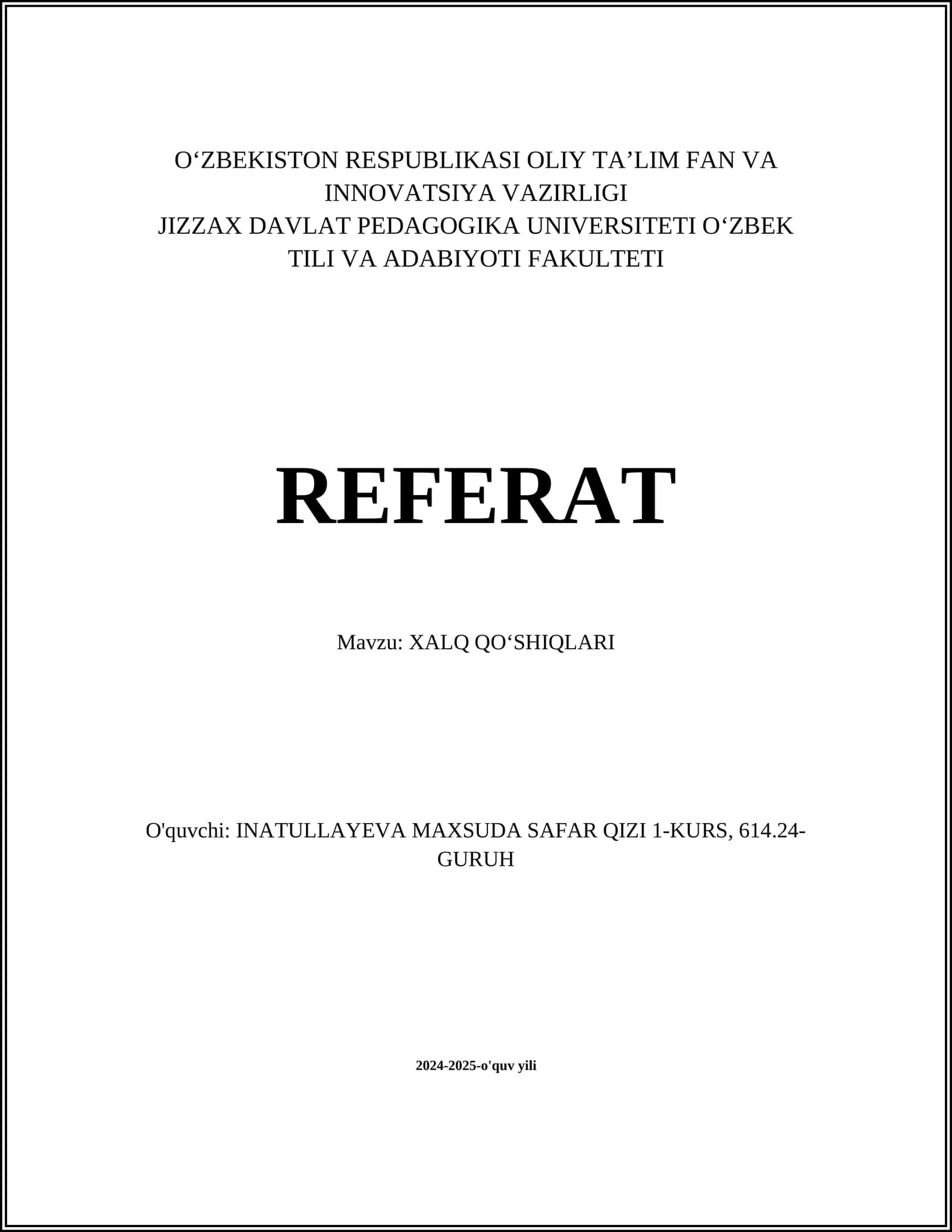 Xalq Qo'shiqlari