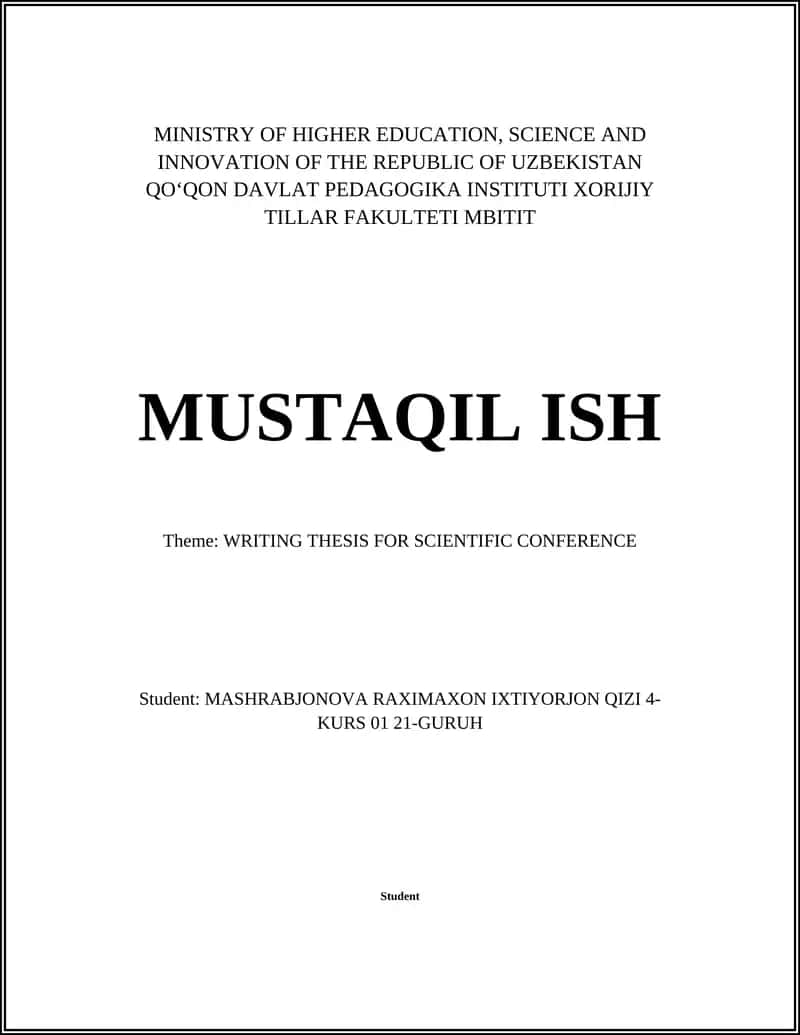 Writing Thesis for Scientific Conference