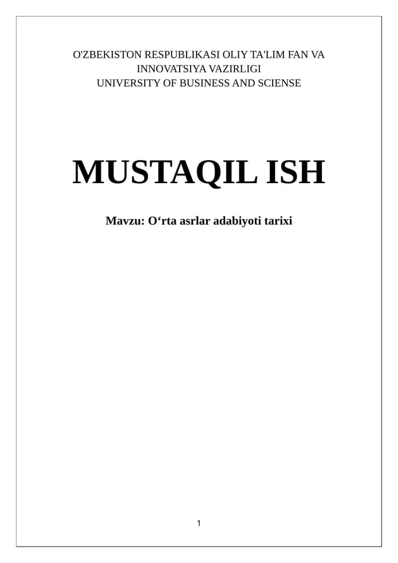 Oʻrta asrlar adabiyoti tarixi