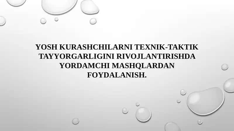 YOSH KURASHCHILARNI TEXNIK-TAKTIK TAYYORGARLIGINI RIVOJLANTIRISHDA YORDAMCHI MASHQLARDAN FOYDALANISH