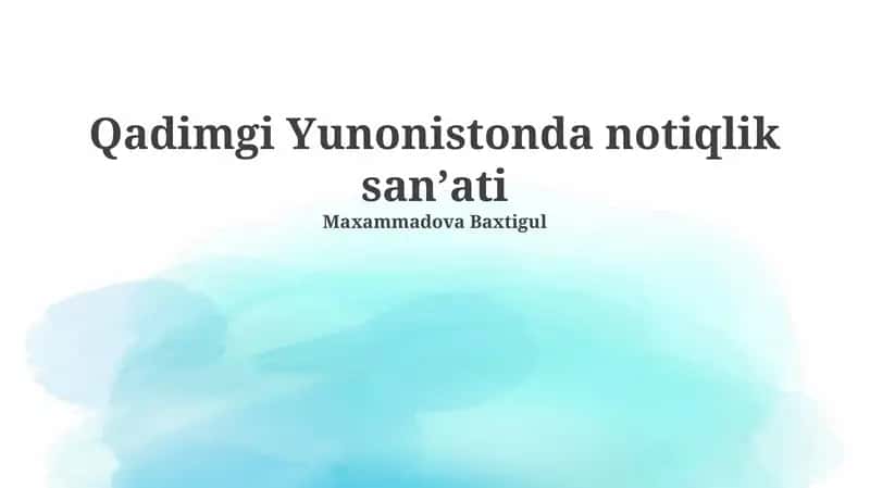 Qadimgi Yunonistonda notiqlik sanʼati