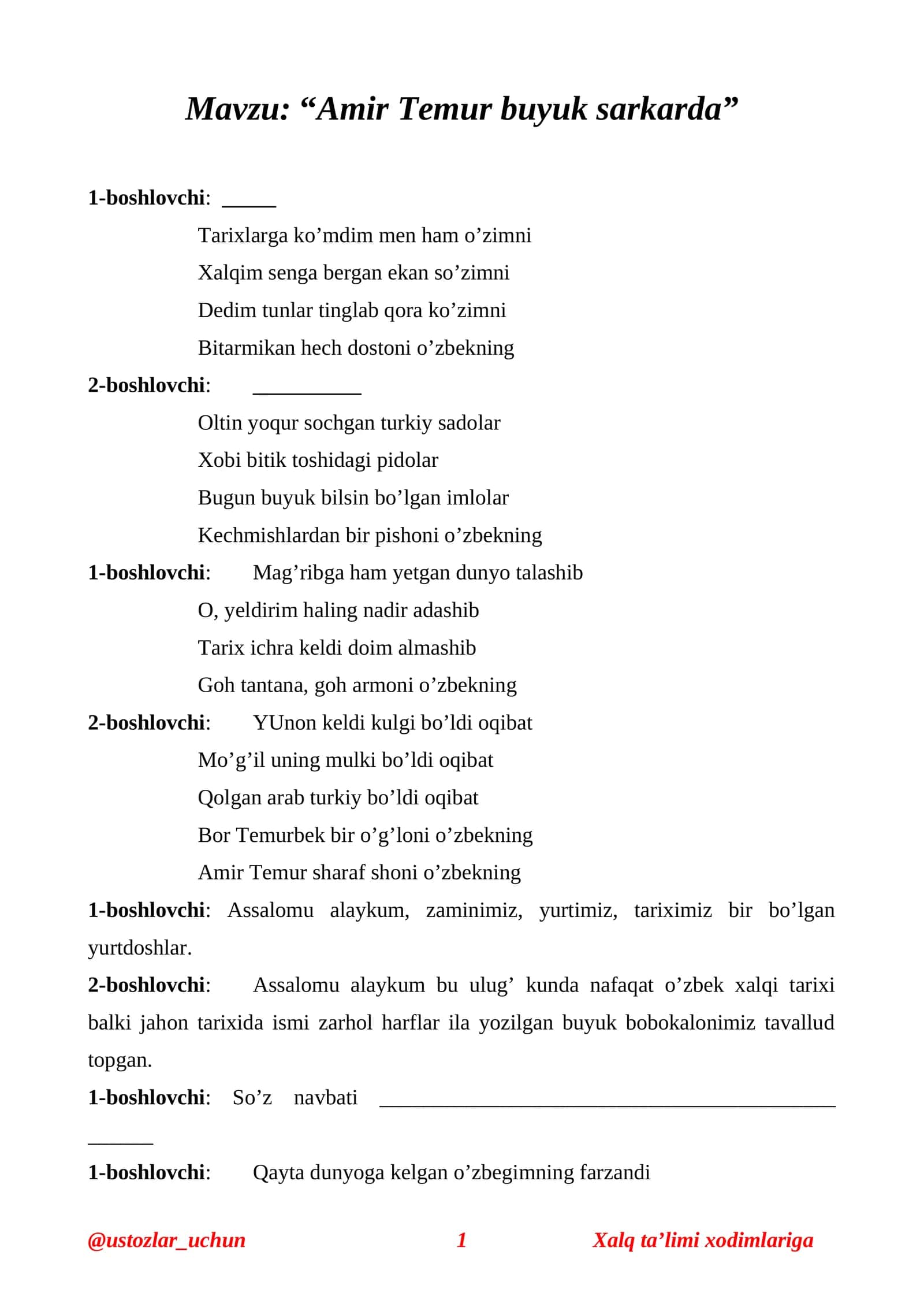 Amir Temur buyuk sarkarda