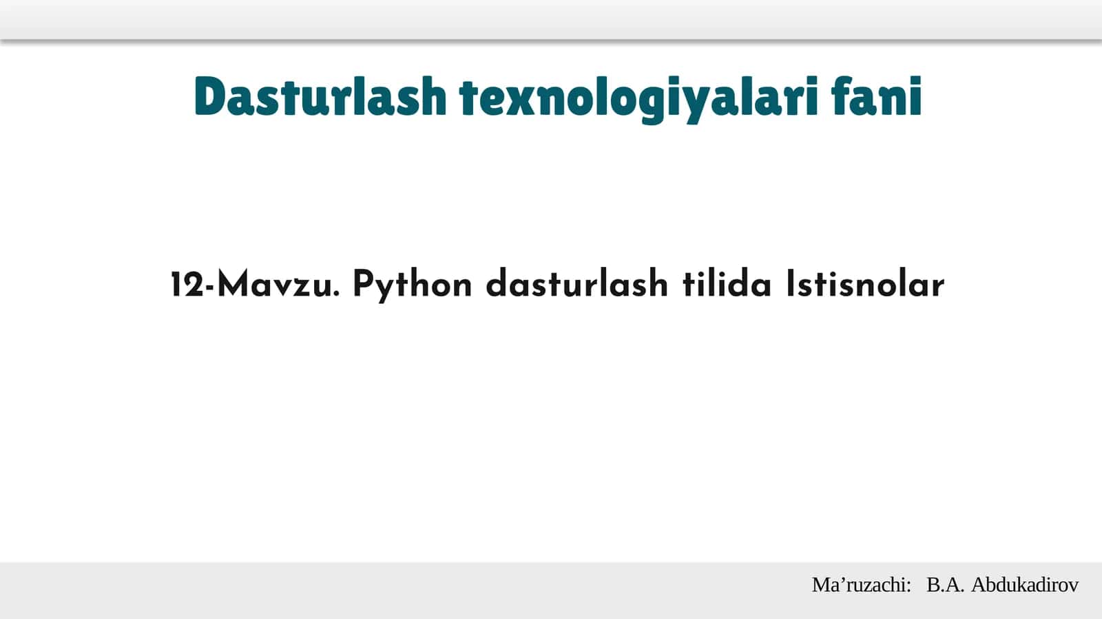 Python dasturlash tilida Istisnolar