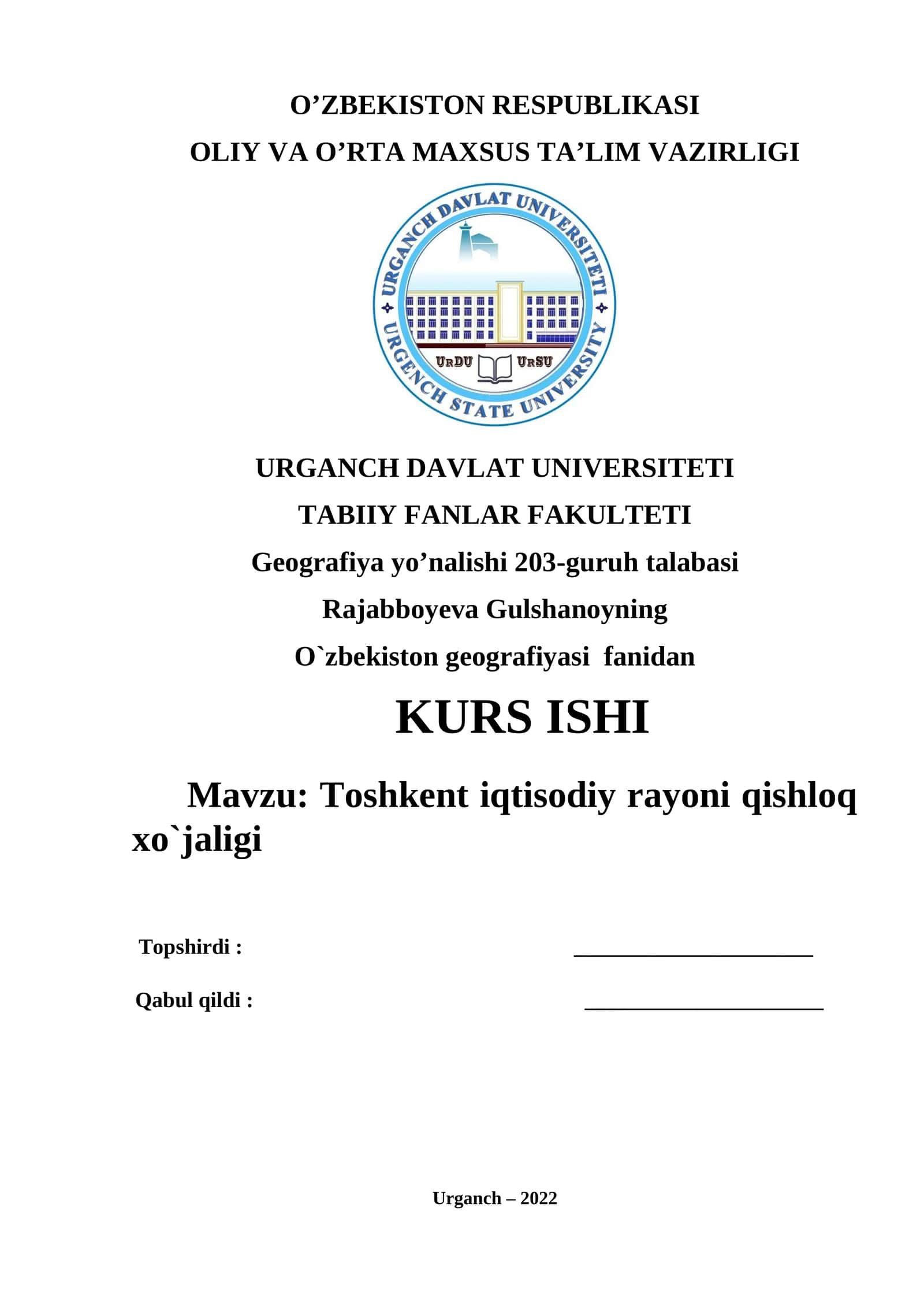 Toshkent iqtisodiy rayoni qishloq xo`jaligi