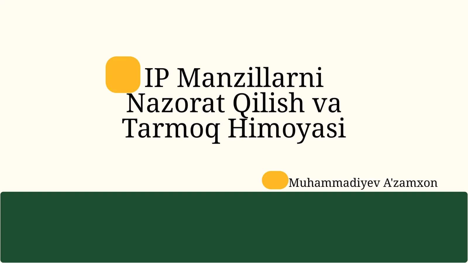 IP Manzillarni Nazorat Qilish va Tarmoq Himoyasi