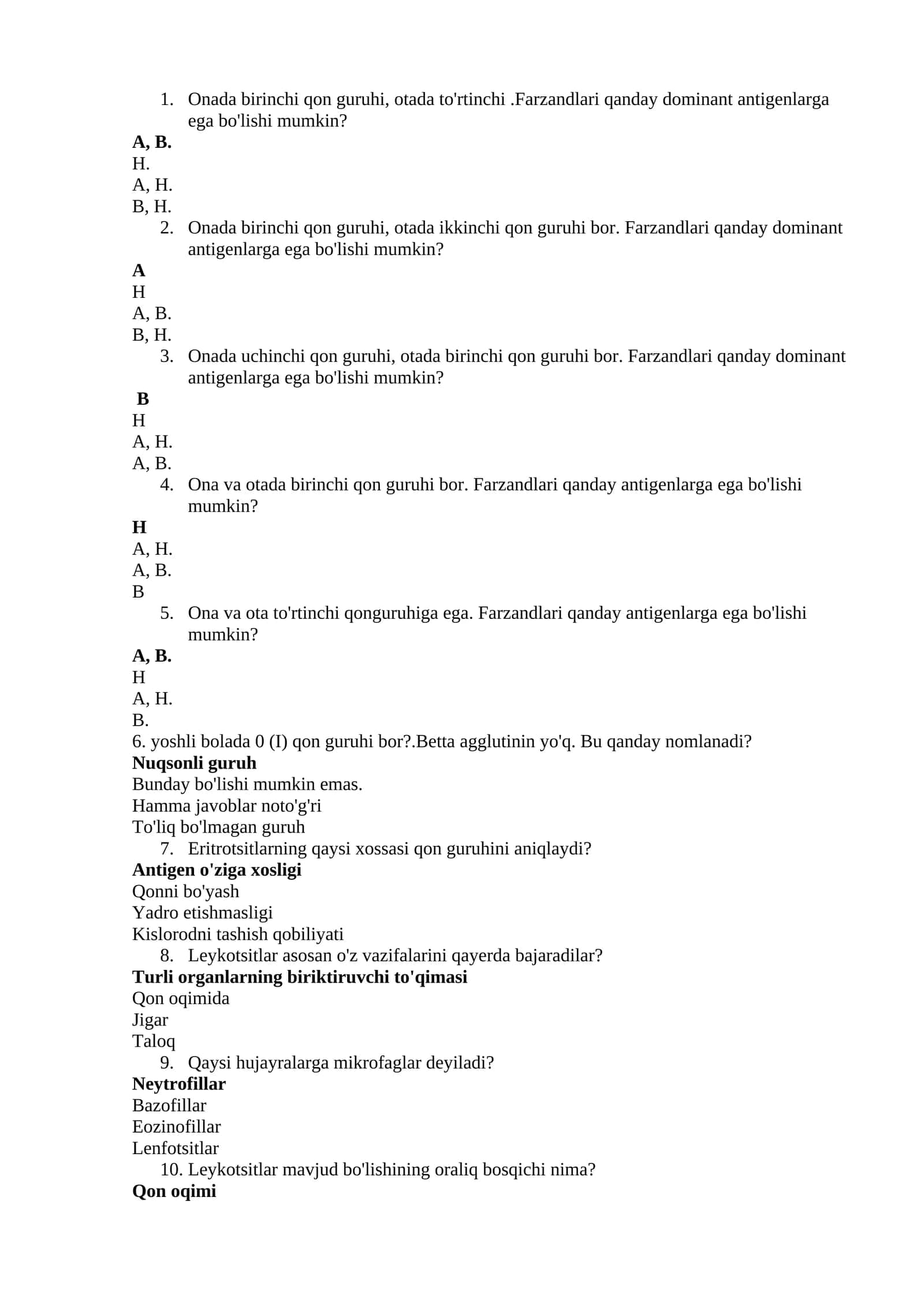 Farzandlari qanday dominant antigenlarga ega bo'lishi mumkin?