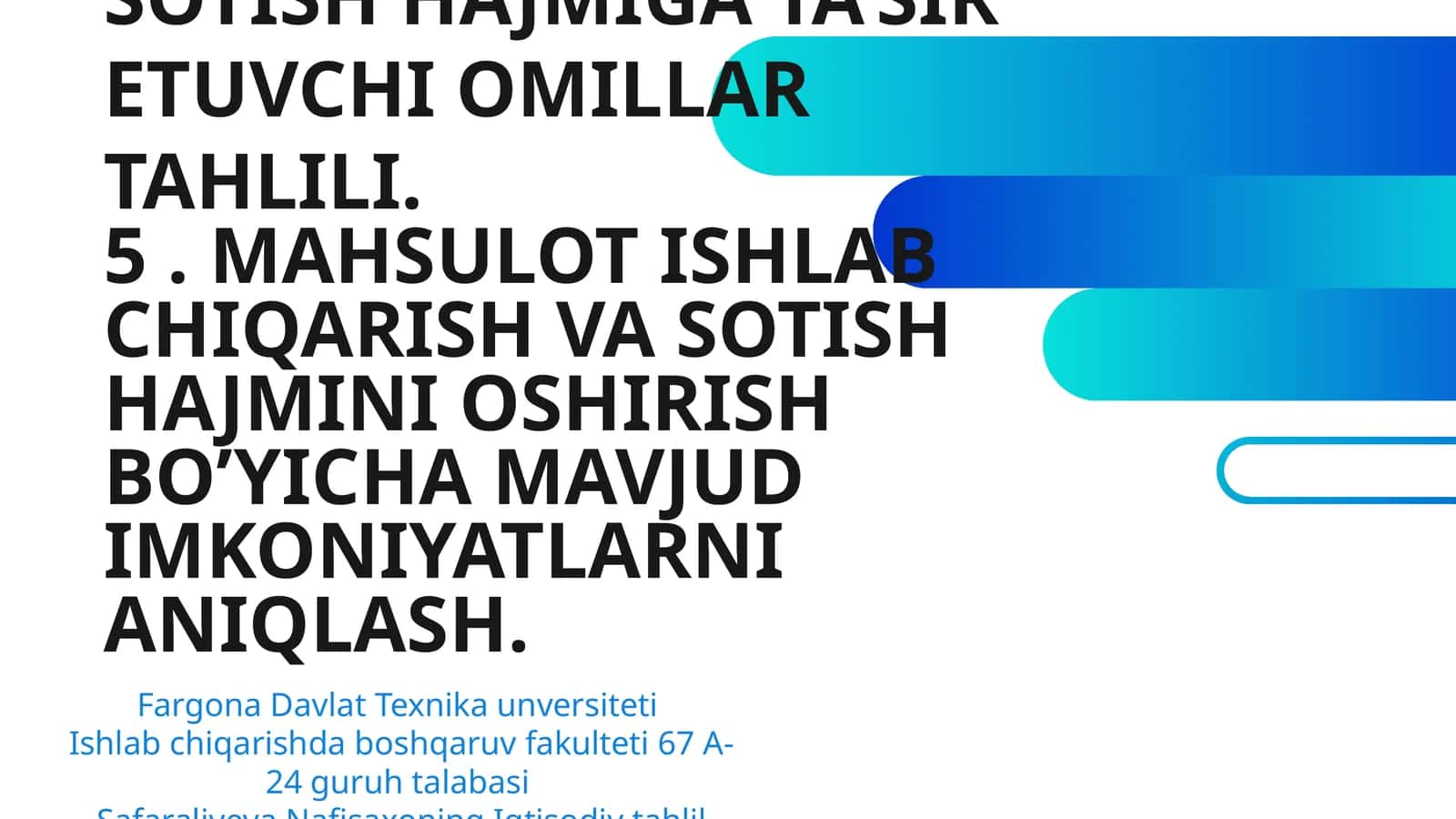 MAXSULOT (ISH, XIZMAT) KRITIK HAJMI HAMDA ISHLAB CHIQARISH LEVERIDJI TAHLILI