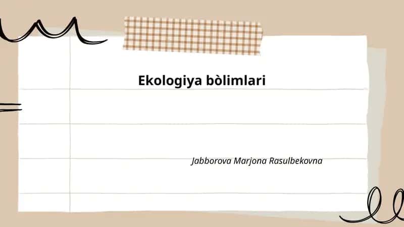Ekologiya bòlimlari