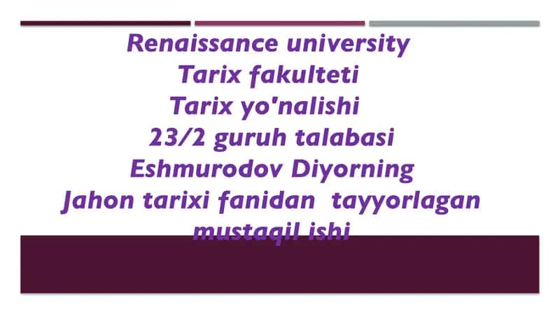 Renaissance University Talaba Mustaqil Ishi