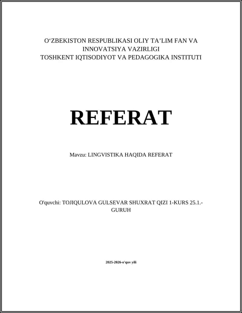 Lingvistika Haqida Referat