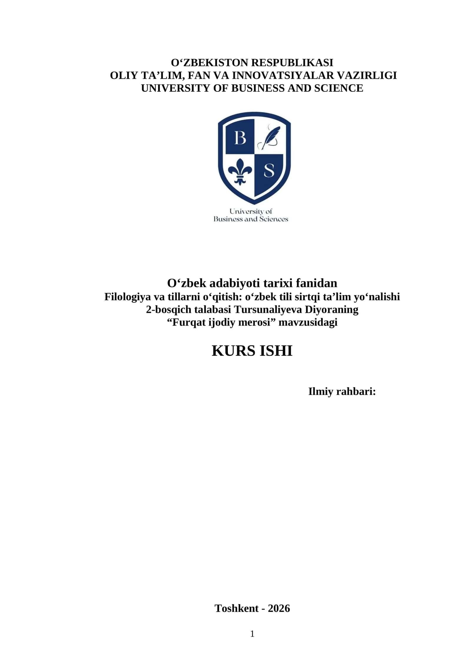 Furqat ijodiy merosi