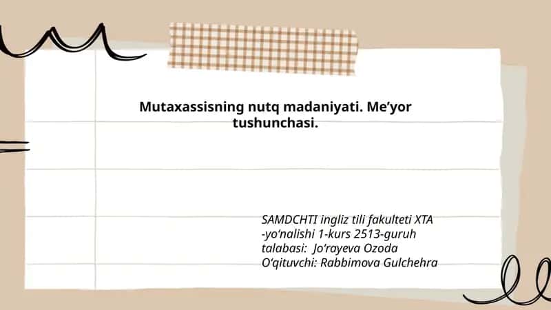 Mutaxassisning nutq madaniyati. Me’yor tushunchasi