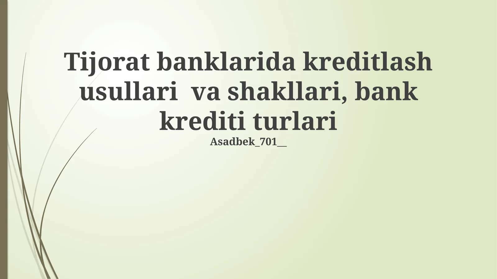 Bank kreditlari