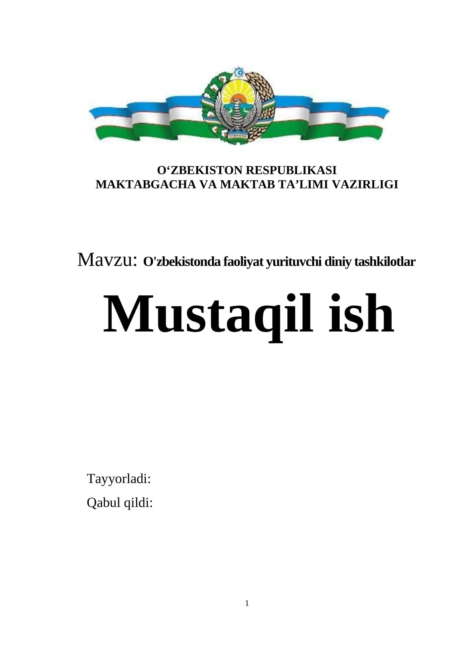 O'zbekistonda faoliyat yurituvchi diniy tashkilotlar