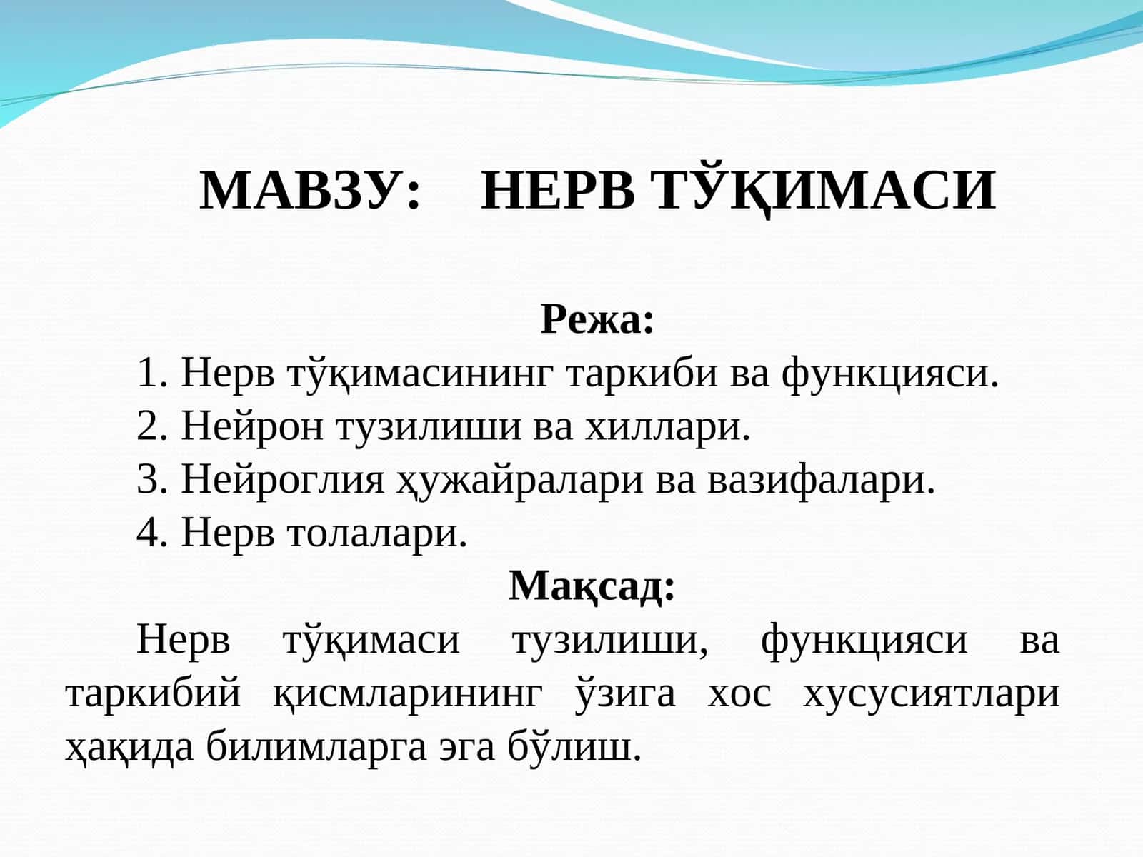 НЕРВ ТЎҚИМАСИ