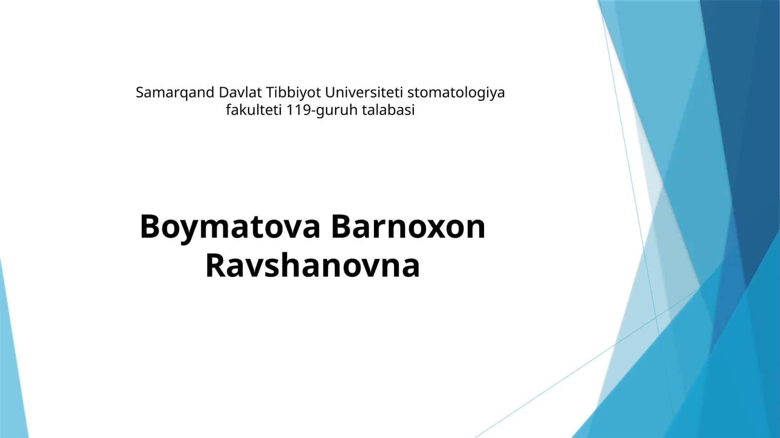 Samarqand Davlat Tibbiyot Universiteti Stomatologiya Fakulteti