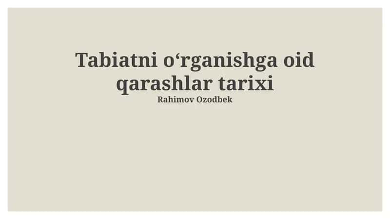 18-asr tabiatshunosligi va tabiiy tarix