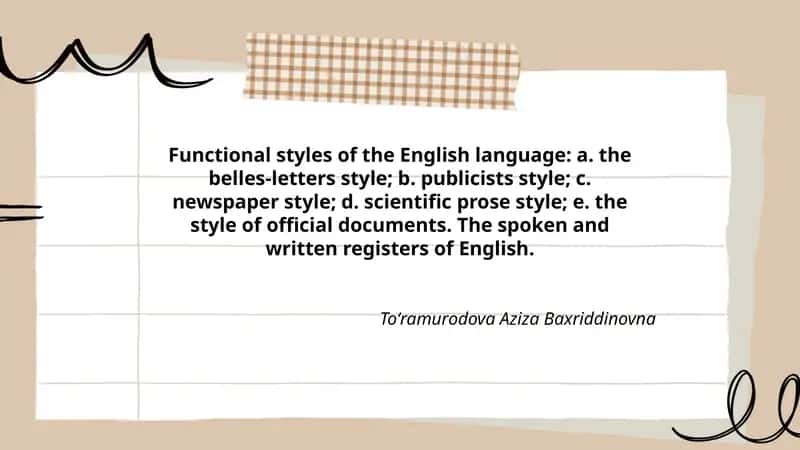 Functional styles of the English language