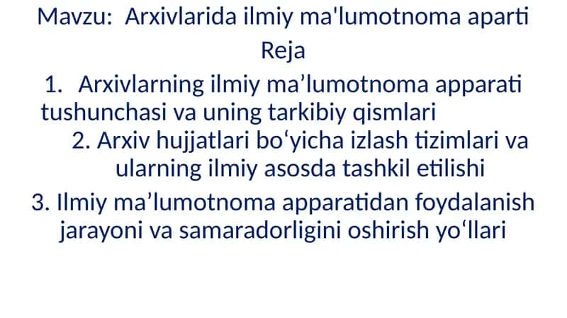 Arxivlarida ilmiy ma'lumotnoma aparti