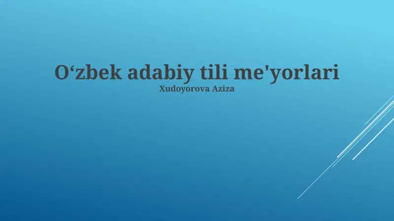 Oʻzbek adabiy tili me'yorlari