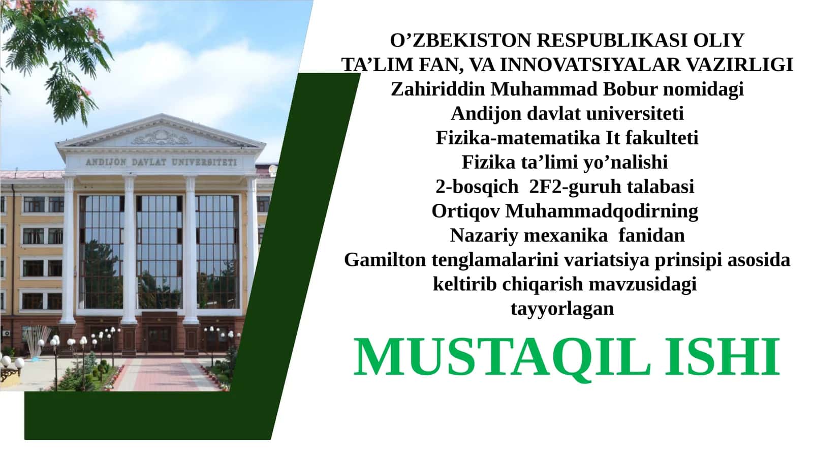 Gamiltontenglamalarinivariatsiyaprinsipiasosidakeltiribchiqarish
