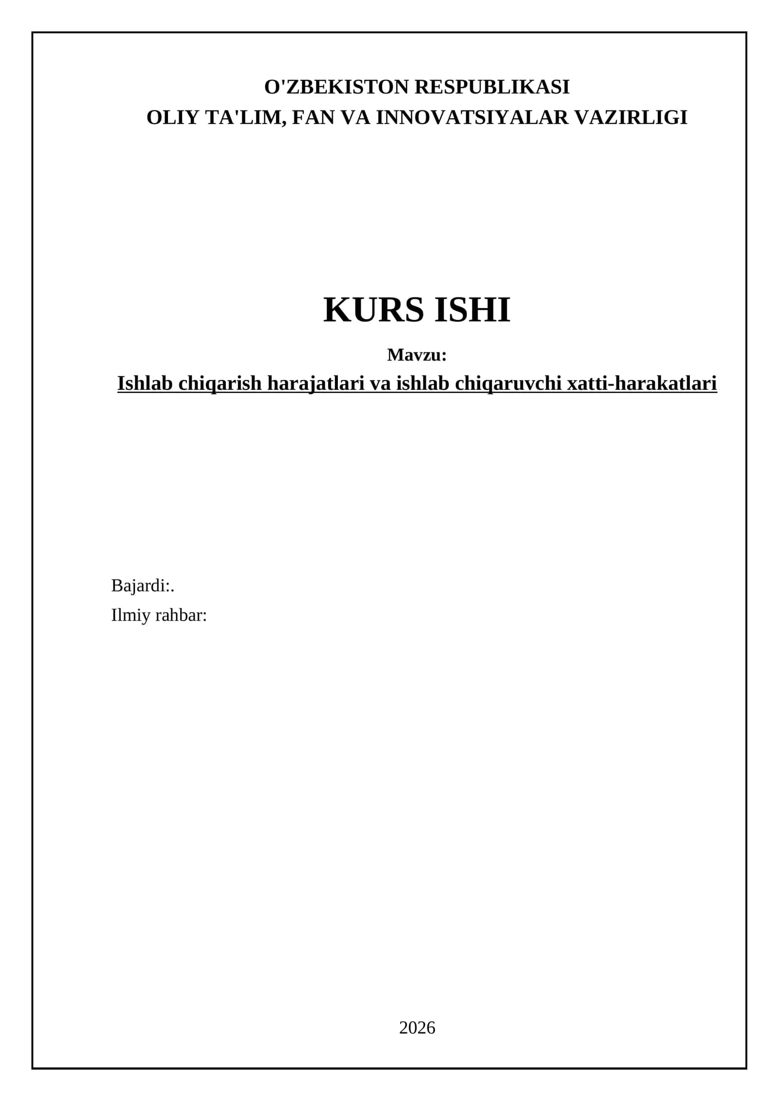 Ishlab chiqarish harajatlari va ishlab chiqaruvchi xatti-harakatlari